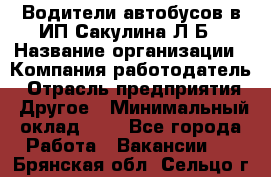 Водители автобусов в ИП Сакулина Л.Б › Название организации ­ Компания-работодатель › Отрасль предприятия ­ Другое › Минимальный оклад ­ 1 - Все города Работа » Вакансии   . Брянская обл.,Сельцо г.